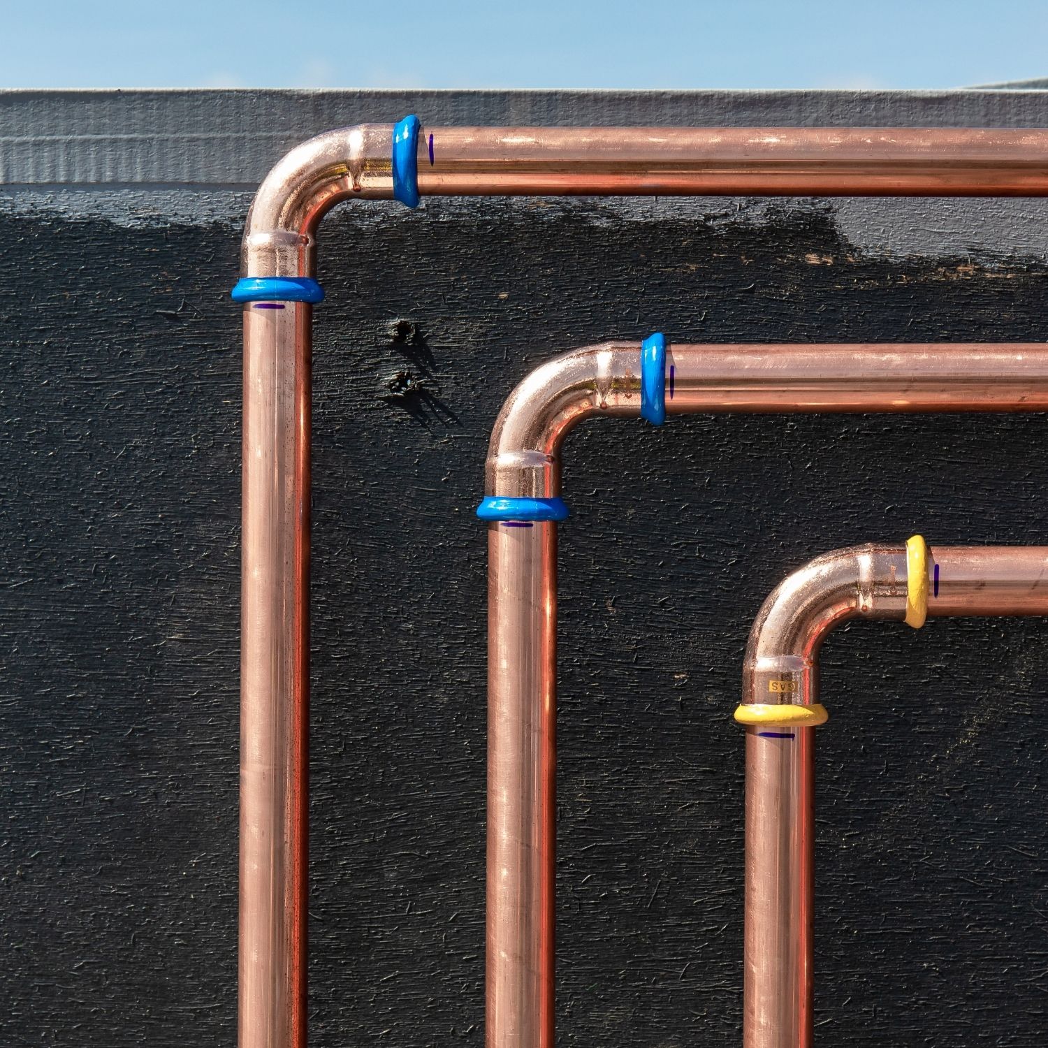 installed brymec copper press fittings and tube