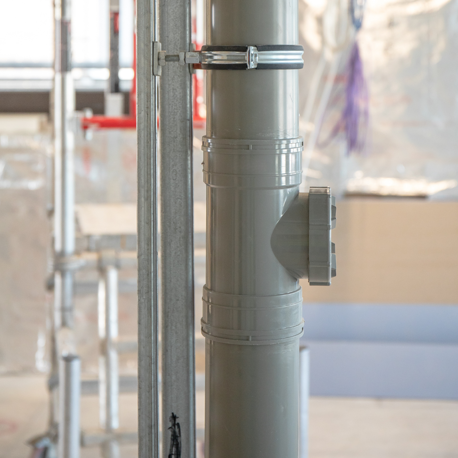 brymec PVC-u Drainage pipes and fittings in grey, installed