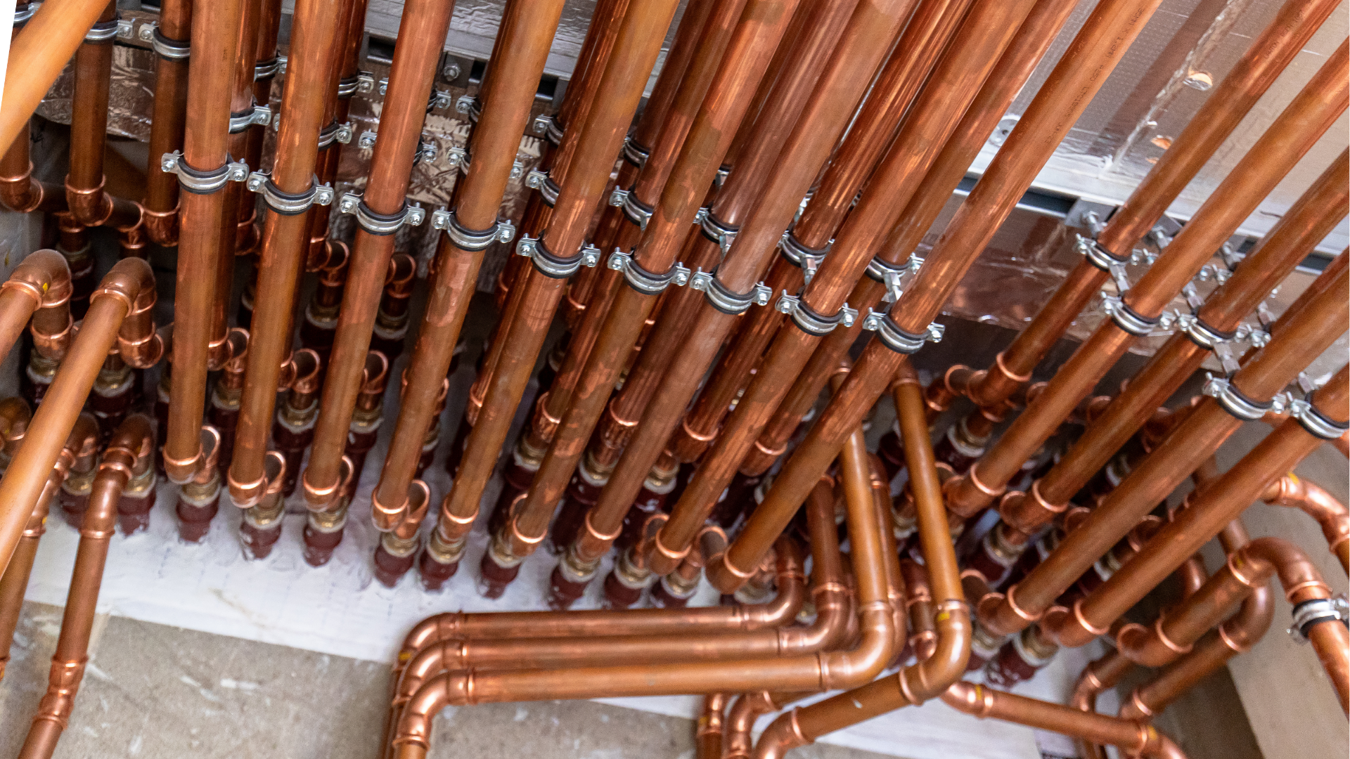 Brymec Copper Press Fit Gas tube and fittings installed in boiler room