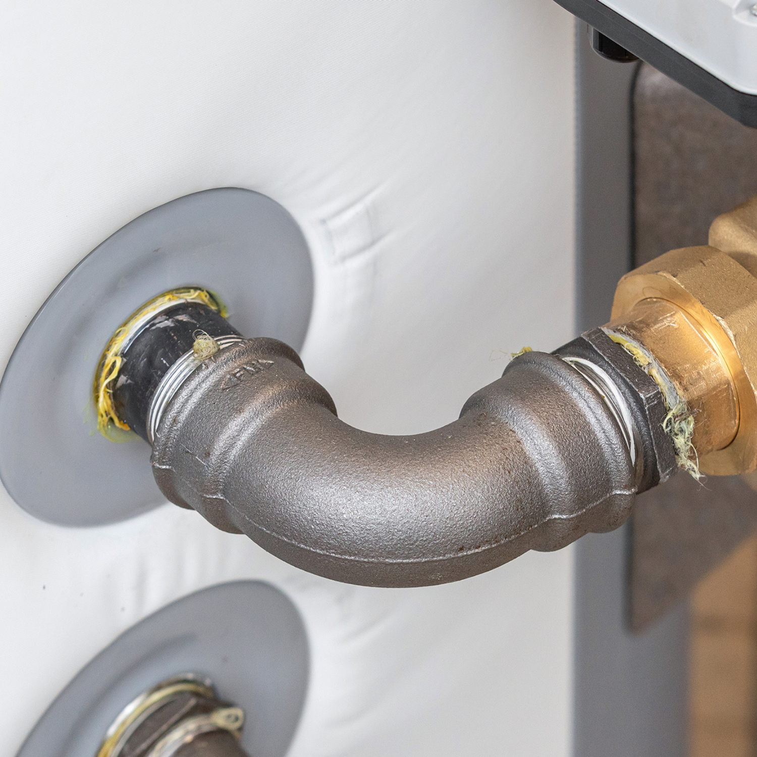 brymec malleable iron elbow installed