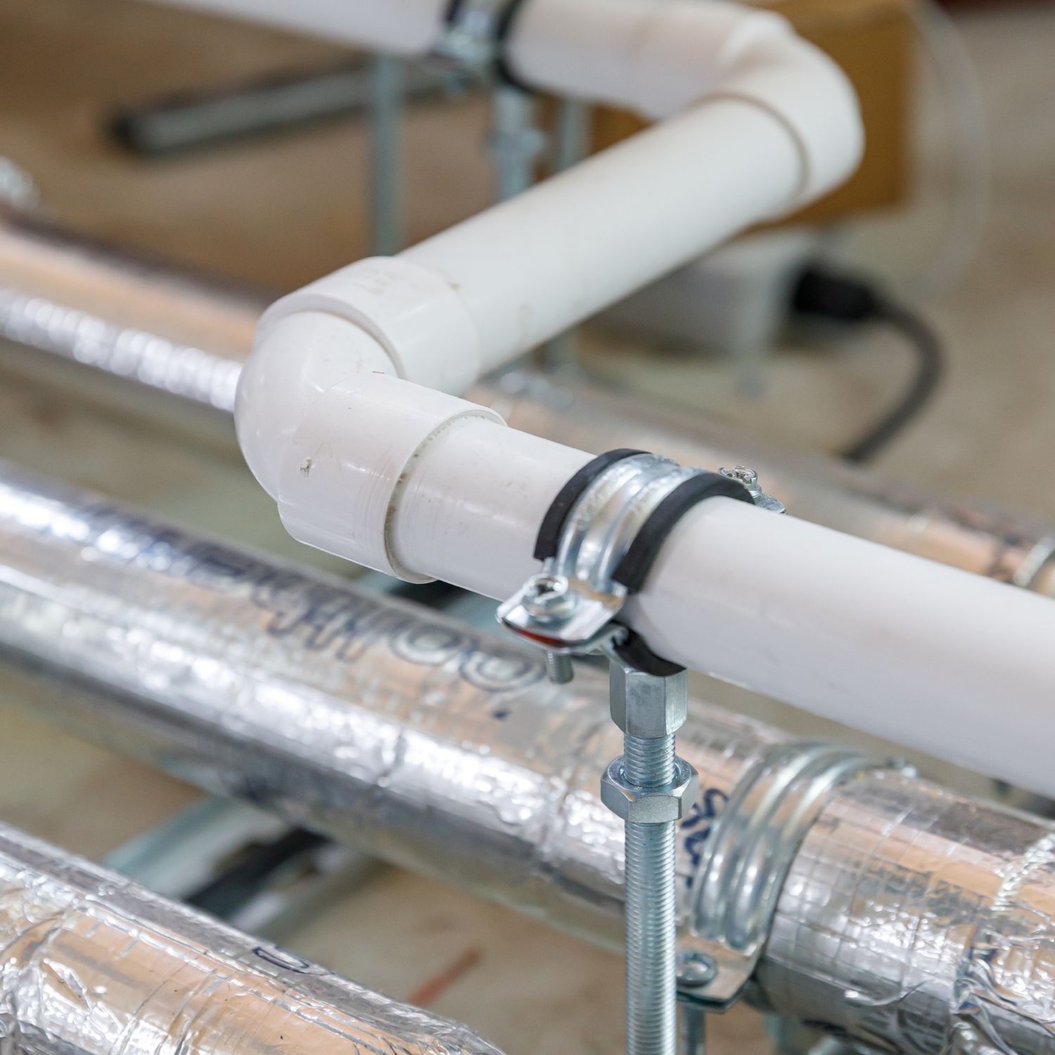 brymec solvent weld waste pipe and fittings in white installed