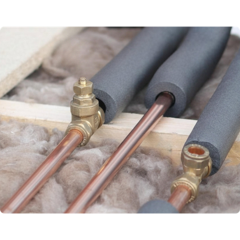 copper pipe covered with insulation